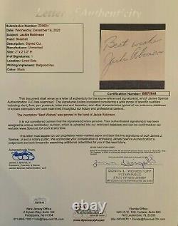 Framed Jackie Robinson Signed Autograph Cut Full Jsa Letter Of Authenticity