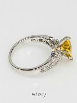 HOB Signed $12K 5ct Natural Pear Cut Yellow Sapphire Diamond 14k White Gold Ring