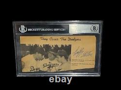 Happy Felton Brooklyn Dodgers Signed Vintage Cut Autograph 4x8 Beckett Bas Coa