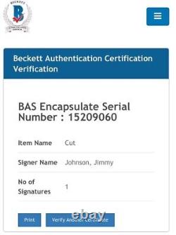Jimmy Johnson Dallas Cowboys/ Fox Sports Autographed Cut Beckett Authenticated