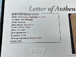 Joe DiMaggio Hand Signed Autographed 2x2 Cut JSA LOA Letter DR