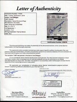 Joe DiMaggio Signed Baseball Scorecard Page Autographed Certified Authentic JSA