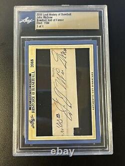 John McGraw 2018 Leaf History of Baseball Cut Check Autograph Signature 1/1 HOF