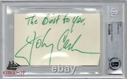 Johnny Cash signed Inscribed 3x5 cut Beckett BAS Slabbed Auto Country Star C557