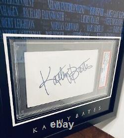 KATHY BATES Autographed Signed 9x20 MISERY Framed Display PSA/DNA Slab Cut Auto