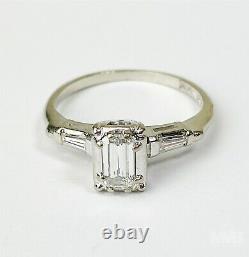 Ladies Designer Signed 14k White Gold 2/3.66 CTTW Emerald Cut Diamond Ring HUN