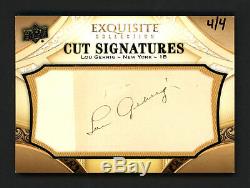 Lou Gehrig Autographed 2011 Upper Deck Exquisite Cut Signatures Card 4/4 162353