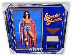 Lynda Carter Hand Signed Autographed Cut With Wonder Woman Puzzle Framed JSA