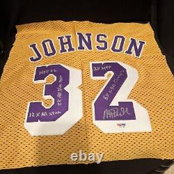 Magic Johnson Signed LAKERS Jersey Cut WithNumbers Autographed PSA/DNA Authentic