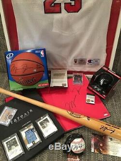 Michael jordan signed pro cut jersey, autographed book uda & Bat, Baseball COA