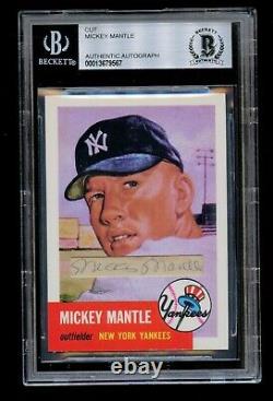 Mickey Mantle #82 signed autograph Custom Cut Topps Archives 1953 Card BAS Slab