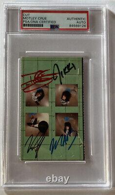 Motley Crue X4 Lee Mars Sixx Neil Signed Cut PSA DNA Autographed Certified RARE