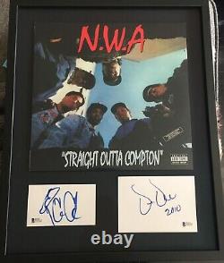 N. W. A Ice Cube & Dr. Dre Signed Autograph Framed Album Cut Display Beckett Nwa