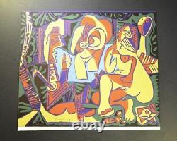 Pablo Picasso, Signed 1966 Linoleum Cut (colorful figures). Hand Signed with COA