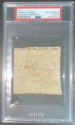 Patrick Henry signed cut PSA DNA Slabbed Auto Founding Father d. 1799 Rare C531