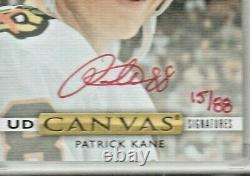 Patrick Kane Ssp /88 Red Ink Auto Canvas 2019-20 Upper Deck Clear Cut Hawks