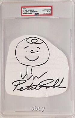 Peter Robbins Signed Cut Sketch PSA/DNA Slabbed Autographed Charlie Brown