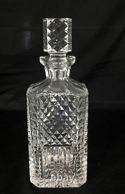 Rare 9.75 H Waterford Cut Crystal Giftware Decanter, Signed, Square Whiskey