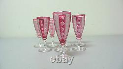 Rare Hawkes American 11-pc. Cranberry Cut To Clear Glass Liqour Set, Signed