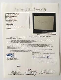 Rudyard Kipling Signed Autographed 2.5 X 3.5 Cut Full JSA Letter Jungle Book