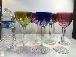 Set Of 11 Baccarat Cut-to-Clear Wine Glasses 7.5 Rare Pattern MINT Condition