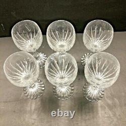 Set of 6 BACCARAT Massena Water Wine Goblet Art Glasses 7 Cut Crystal France
