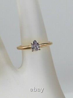 Signed $3000.50ct Natural Pear Cut Alexandrite 14k Yellow Gold Wedding Ring