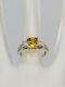 Signed $6000 3ct Natural Yellow Sapphire Vs H Radiant Cut Diamond Platinum Ring