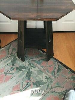 Signed Charles Limbert Octagon Lamp Table Arts and Crafts Great Cut Outs