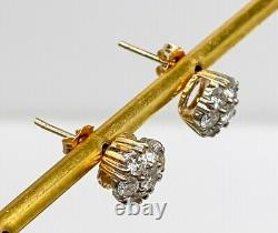 Signed JABEL $4000 1ct VS G IDEAL CUT Diamond 18k Yellow Gold Earrings
