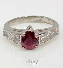 Signed JB Star $14,000 2.50ct GIA Pear Cut RUBY Diamond Platinum Wedding Ring