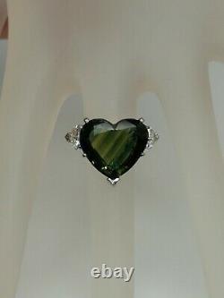 Signed PP $25,000 14ct Natural HEART CUT Green Sapphire Diamond Platinum Ring