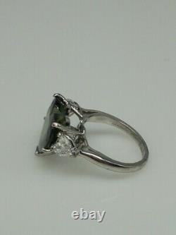 Signed PP $25,000 14ct Natural HEART CUT Green Sapphire Diamond Platinum Ring