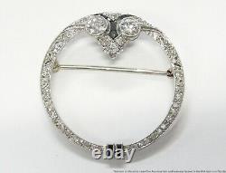 Signed Stern Old Cut Diamond Platinum Filigree Pin Awesome 1930s Brooch w GIA