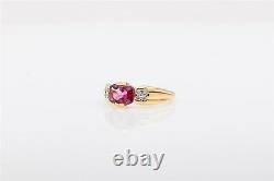 Signed TRU ART $2400 2ct Fancy Cut Pink Tourmaline Diamond 14k Yellow Gold Ring