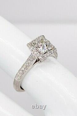 Signed Tacori $9000 1.45ct VS2 H Princess Cut Diamond 18k White Gold HALO Ring