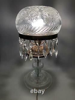 Stunning Signed Brilliant Cut Glass Crystal Mushroom Jellyfish Table Lamp Signed