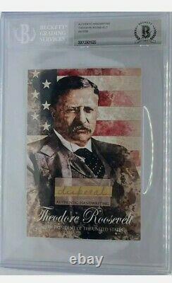 Theodore Roosevelt 4x6 Handwriting Cut BAS Encapsulated DISPOSAL Signed Word
