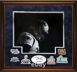 Tom Brady Signed Autographed Cut Custom Framed to 20x24 with Patches Patriots JSA