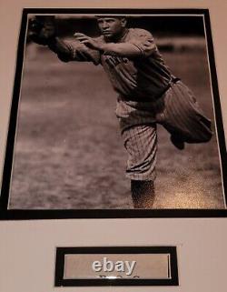 Tris Speaker Signed Cut. Autograph Pasted To Card, In Display With Photo