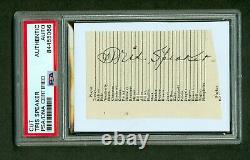 Tris Speaker Signed Cut from Team Scorebook PSA/DNA Encased 1940's Autograph