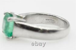 Varna Signed $8000 3ct Asscher Cut Colombian Emerald Platinum Wedding Band Ring