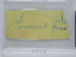 Vincent Price Signed Autographed Slabbed 3.75x1.5 Cut Paper Beckett COA