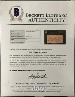 Walt Disney Authentic Signed Cut Beckett Beautiful Fountain Pen Autograph