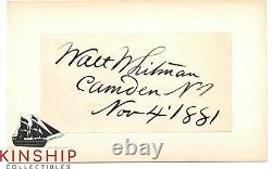 Walt Whitman signed Inscribed Cut JSA LOA Rare Poet d. 1892 Bold Auto Z591