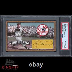 Yogi Berra signed 3x5 Custom Card Cut PSA DNA Slabbed Yankees HOF Auto C1616